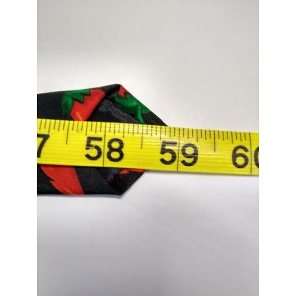 E.Graziano Black, Red Chili Pepper Necktie Woven Tie - Picture 4 of 5